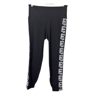 Gap Fit Women's Athletic Sporty Black & White Cropped Logo Leggings Sz S